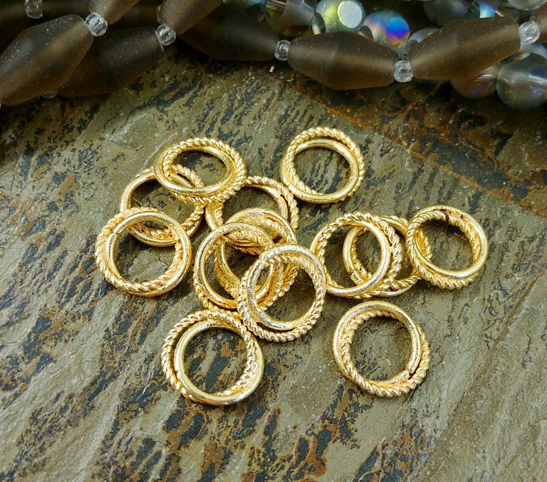 12mm Love Knots Brushed Metal Collection Brass Closed Rings Gold Plated Priced per piece