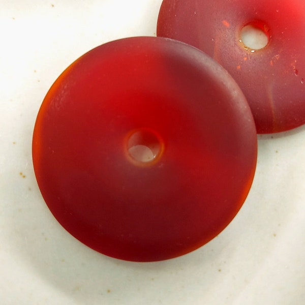 Cherry Red, Donut, Sea Glass, 40mm, Made in China, Contemporary, Priced per Piece
