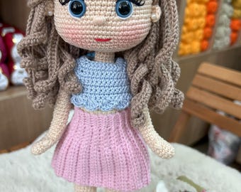 Handgemaakte amigurumi meisjespop gehaakt babyspeelgoed kraamcadeau zachte pluche pop kinderkamerdecoratie
