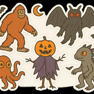 Halloween crytid sticker set