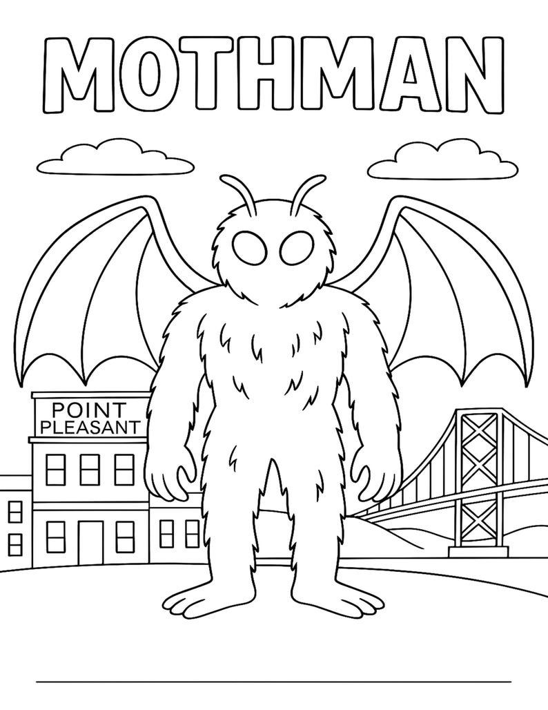 Mothman Cartoon Coloring Sheet - Etsy