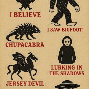 Gruseliges Vintage Cryptid Journal Aufkleber | Druckbares Logbuch, Traumseiten & Feldnotizen | Digitaler Download für Paranormal Fans