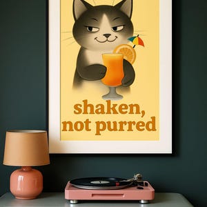 Katze Schlucken Cocktail Wandkunst, Küche Wandkunst, Lustige Katze Poster, Poster Kunst, Digital Download, Katzenliebhaber, Cocktail Druck, Perfektes Geschenk