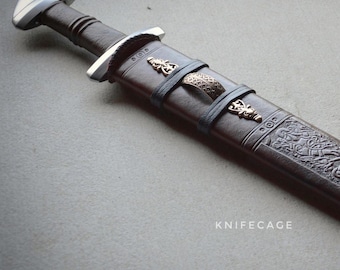 木製の鞘が付いた、手鍛造のダマスカス鋼製バイキング剣 - Etsy 日本