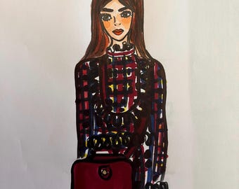 Custom fashion illustration handmade with copic markers fashion sketch drawing