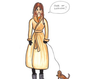 Custom fashion illustration handmade with copic markers in A4 also reproducible in A5 fashion sketch drawing