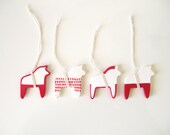 Set of 4 Small Modern Dala Horse Porcelain Ornaments