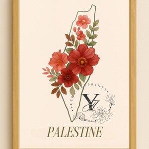 Palästina Wandbild – Gaza mit Blumen | Digitale Datei für sofortigen Download