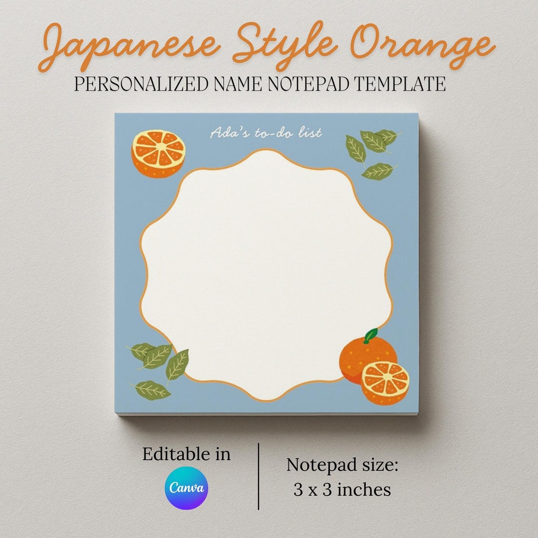 Personalized Name Notepad Template: Japanese Style Orange (canva ...