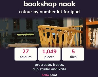 Bookshop Nook Color by Number Procreate Template (Digital Painting)