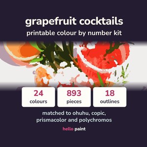 Kit "Coscotti al pompelmo da colorare con i numeri" • Pennarello a base alcolica, matita colorata PDF (download digitale)