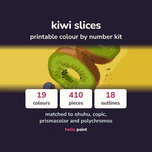 Kiwi Slices Color by Number Kit • Printable PDF for Markers, Pencils