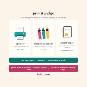 print the abstract sunset color by number at home: the art comes out 8 x 10 inches on us letter paper, so you can start colouring the same evening