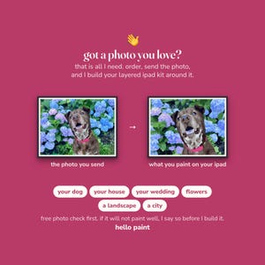 send your own photo and get a custom procreate color by number kit made exactly the way the three fruit trio kits were