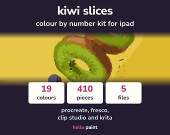 Kiwi Slices Procreate Painting Kit • Digital Color by Number (19 Colors)