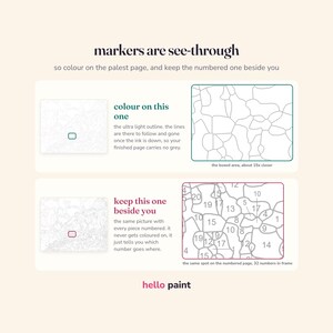 why the lines print light grey: alcohol markers are see through, so the numbers and outlines vanish under the ink instead of showing through