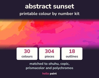 Abstract Sunset Color by Number Kit • Alcohol Marker, Colored Pencil PDF