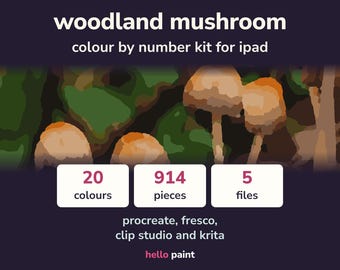 Kit per colorare i funghi del bosco con Procreate (pittura digitale)