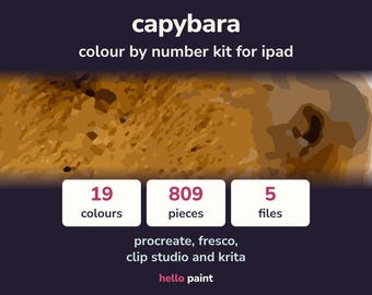 Modello Procreate "Colora il capibara con i numeri" (pittura digitale)