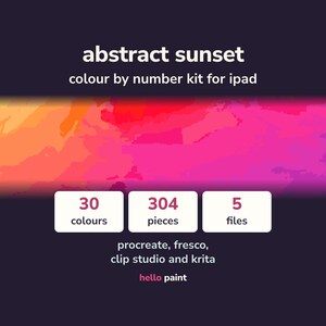 Tramonto astratto da colorare con i numeri - Modello Procreate (Pittura digitale)