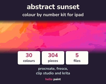Abstract Sunset Color by Number Procreate Template (Digital Painting)