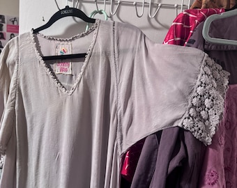 Vestido túnica de seda gris Johnny Was XL