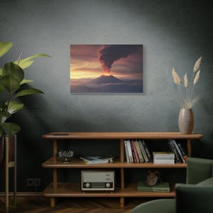Volcanic Eruption Matte Canvas Wall Art, Stunning Home Decor, Nature Lover Gift, Unique Art Piece, Great for Living Room, Gift Idea