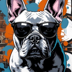 Urban Frenchie- Cool French Bulldog Graffiti digital wallpaper