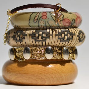 Chunky Boho Vintage Armbandsstack, 70-tals Blommiga Smycken Med Personlig Initial, Nostalgiska Smycken Present Till Mors Dag