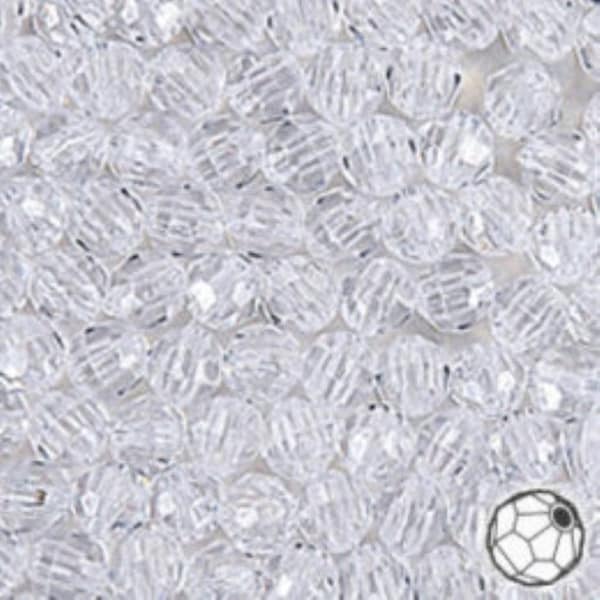 Clear plastic beads 6mm round Crystal faceted approximately 1,000 value pack Made in USA