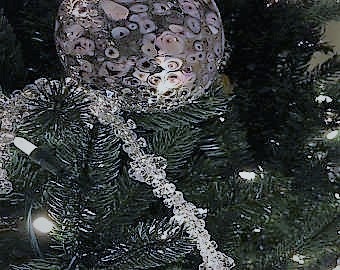 Hiboom 4 Packs 39ft Christmas Crystal Bead Garland for Christmas Tree  Hanging Chandelier Gem Bead Chain Clear Bead Garland Twist Bead String  Rustic