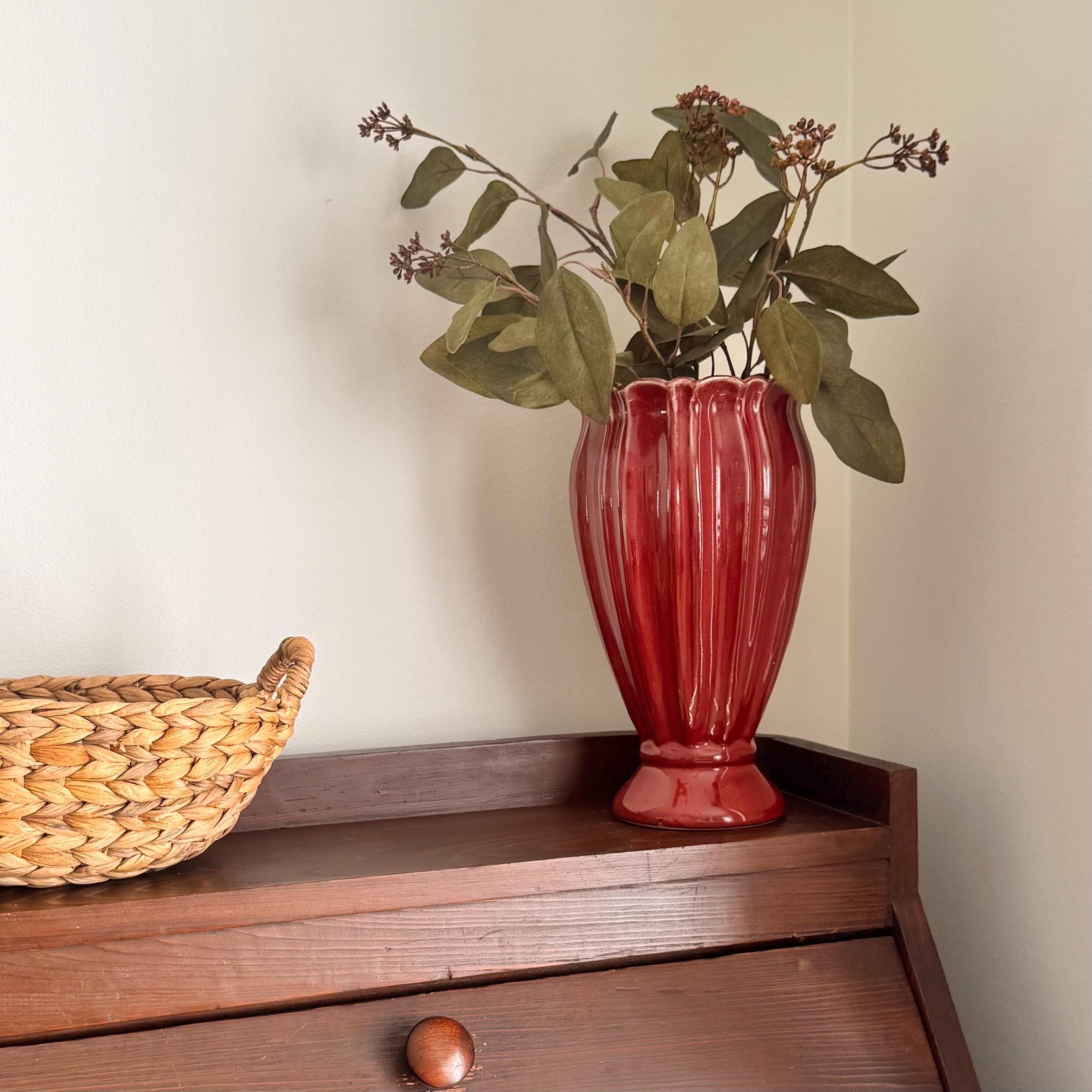 Vintage Red Vase - Etsy