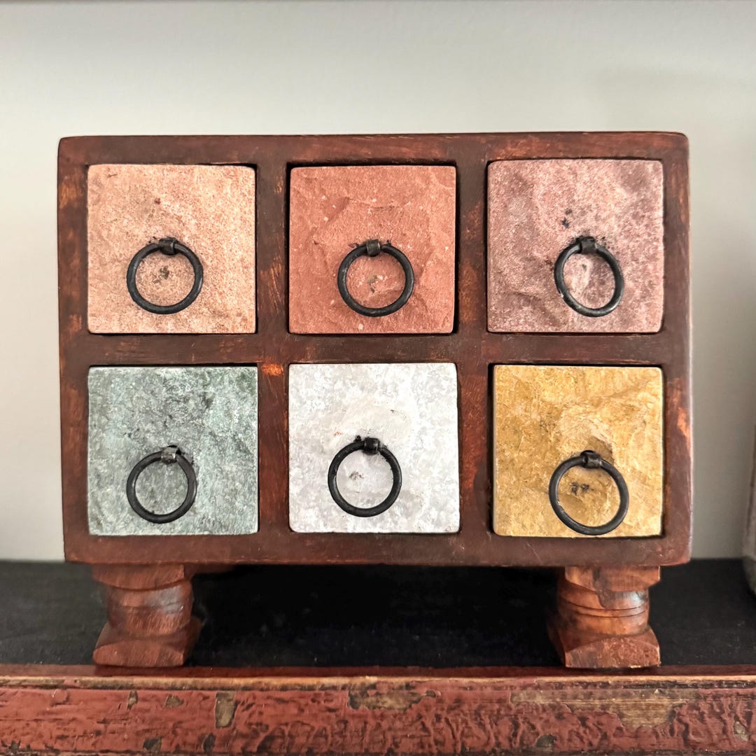 Mini Apothecary Cabinet With Drawers | Vintage Wood Jewelry Organizer ...