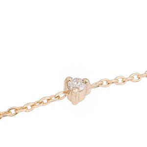 Solitaire Diamond Bracelet | Minimalist 14k Gold Diamond Bracelet for Women, Brilliant Cut Diamond Bracelet, Dainty Bracelet, Birthday Gift