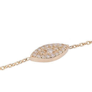 Bransoletka z diamentowym złym okiem | Bransoletka z diamentami | Zawieszka złego oka | Bransoletka ze złota 14K | Złoty łańcuszek | Bransoletka z warstwami diamentów | Prezent dla mamy