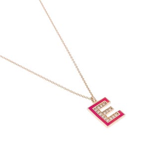 Enameled Big Initial Necklace | 14k Letter Necklace | Diamond Initial Necklace | Personalized Necklace | Custom Jewelry | Birthday Gift