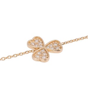 14K Gold Diamond Clover Bracelet: Minimalist Luck Jewelry
