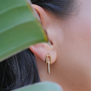 14K Gold Dainty Diamond Drop Earrings: Everyday Wear