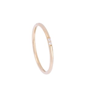 Dainty 14k Gold Diamond Ring: Two Stone Minimalist Stacking Ring