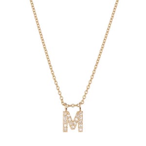 14k Diamond Initial Necklace: Personalized Gold Letter Pendant