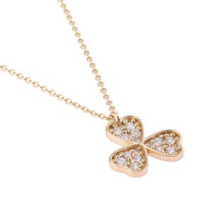 14k Diamond Clover Necklace | Diamond Necklace | Diamond Cluster Necklace | Gold Layered Necklace | Minimalist Gold Luck Charm | Birthday