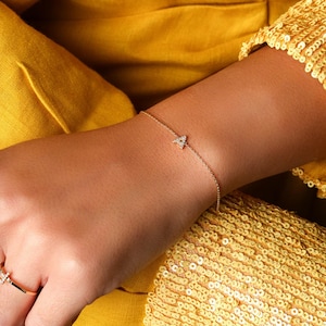 14k Gold Diamond Initial Bracelet: Personalized Letter Charm, Birthday Gift