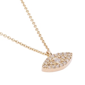 Diamond Evil Eye Necklace | 14k Evil Eye Necklace | Diamond Necklace, Good Luck Necklace Luck Pendant, Dainty Necklace, Graduation Gift Idea