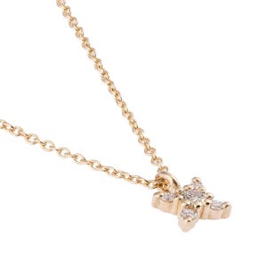 14K Gold Diamond Star Cluster Necklace: Dainty Layering Jewelry
