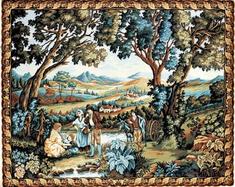 Juego de tapiz/lienzo bordado Margot, estilo siglo XVII, 150 x 180 cm, 579 hilos DMC Mouline incluidos