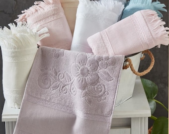 Toalla de mano de punto de cruz de 30 x 50 cm: borde de Aida de 16 ct, toalla de algodón bordada