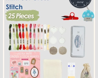 Mini juego de joyas para punto de cruz: Kit de bricolaje para colgante y pendientes