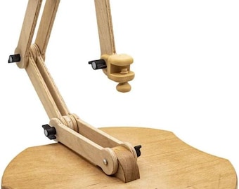 Soporte de bordado de madera ajustable Nurge: manos libres para suelo o mesa