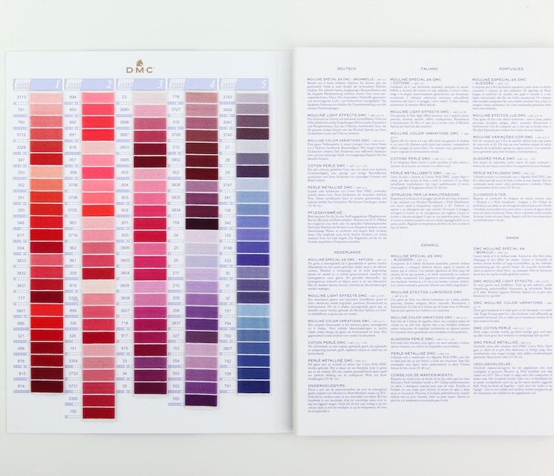 DMC Mouline Embroidery Floss Color Chart: Real Thread Swatches - Etsy