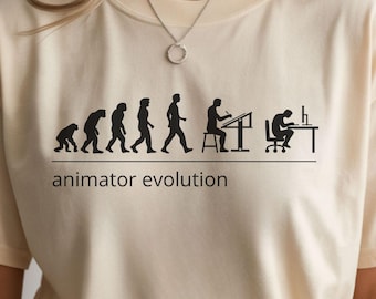 Camiseta engraçada para animadores, presente para animadores, camiseta para artistas de animação, vida na indústria da animação, camiseta de animação, camiseta da evolução do animador
